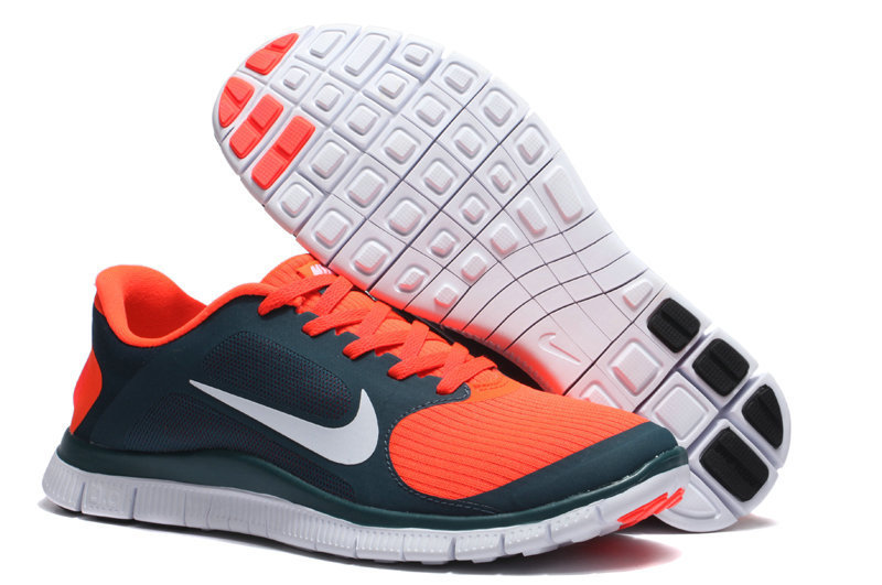 Hot Nike Free4.0 Men Shoes Orangered/White/Teal